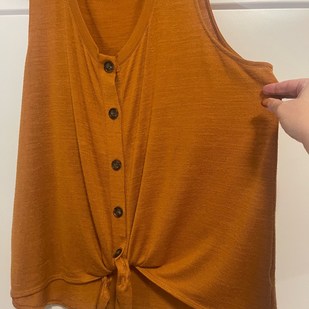 Ava & Viv Women's Sleeveless Tie-Front Tank Top - Rust - Picture 2 of 5